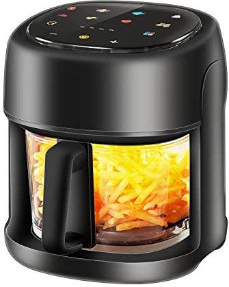 Hriteuse à air chaud - 4,5 l - Smart Airfryer - Avec écran tactile complet et fenêtre de visualisation - 8 programmes - Cuisson et cuisson sans matière grasse - Avec nettoyage facile - Noir