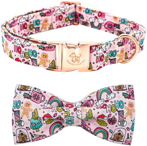 Elegant Little Tail Hundehalsband - Weihnachten Lebkuchenmann Urlaub Haustier Halsband Mit Schleife für Kleine Hunde, Mädchen und Jungen