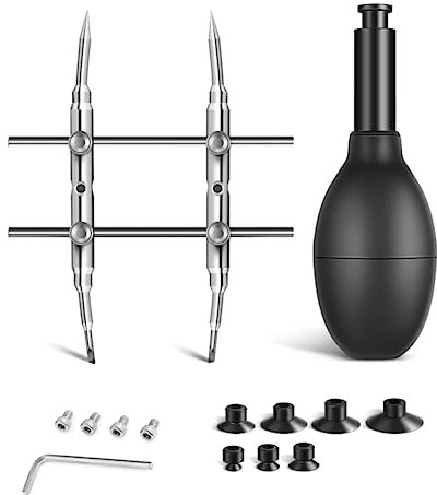 Schwamm Linsensauger- und Schraubenschlüssel-Kit IC Pick-Up Vakuum-Saugstift mit 7 Austauschbaren Saugnäpfen und Gebogenen Spitzen