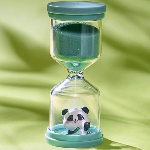 Bruchsichere Kunststoff-Sanduhr 30 Minuten,Bunt Sanduhr Kinder mit Panda in Macaron Grün,Zeitmanagement Halbe Stunde,Time Timer Kinder für das Leben der Kinder,Lernen,Küche, Spiel Timing