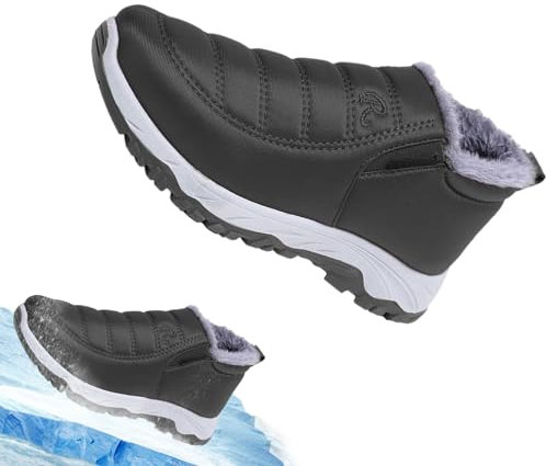 Gomice Botines para Tobillos Anchos - Zapatos de invierno antideslizantes impermeables | Botas de tobillo para mujeres y hombres, botas de moda con forro de piel, botas sin cordones para interior