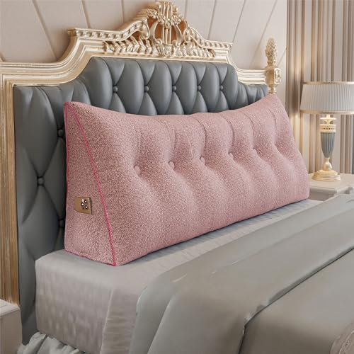 Rucener Großen Rückenkissen Dreieckigen Kissen Sofakissen HohenKopfteil Kopfkissen HohenKopfteil Rückenlehne für Bett Perfekt AlsKissen Zum Fernsehen und Lesen Gibt Es in Vielen Größe Rosa 180CM
