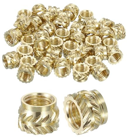 QUARKZMAN Tuercas de Inserción Estriadas, 50 Unidades M5 x 5mm L x 7mm OD Tuercas de Latón para Impresión 3D Tuercas de Inserción Roscadas Hembra Latón