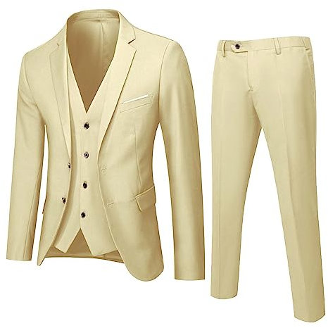 Haiorziyou Weste Herren Anzug Regular Herren Anzug Slim Fit Jugend Hosenanzug Business Regular Fit Blazer 3-Teiler Lässig Elegant Sakko Formelle Anzüge Jacke + Weste + Hose Männer Hochzeit Set