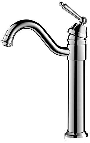 Waschbecken-Mischbatterie hoch über der Theke, heißer und kalter Wasserhahn, Messing, drehbar, Einloch-Waschtischarmaturen, verchromt