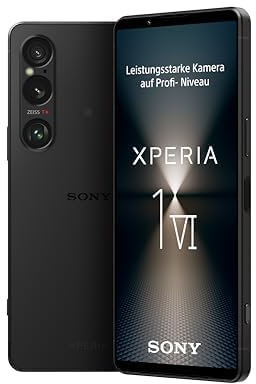 Sony Xperia 1 VI - 6,5 19,5:9 FHD+ HDR OLED 120Hz, Dreifachobjektiv mit innovativem Sensor & ZEISS, 3,5mm Audio, IP65/68, schwarz, 24+12 Monate Garantie [Amazon Exklusiv] + Backcover