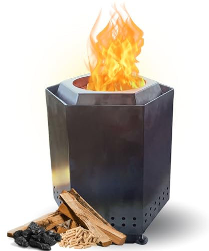 Terma 2IN1 Massive Edelstahl Feuerstelle für Terrasse & Garten Made in Germany Holzkohlegrill Fast rauchfrei Feuerkorb