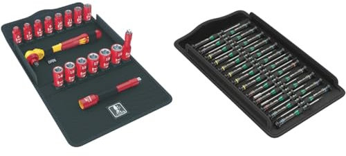 Wera 05004970001 8100 SB VDE 1 Zyklop Knarrensatz, Isoliert, Umschalthebel, 17-teilig, 3/8 Zoll & 05134000001 Kraftform Micro Big Pack 1 Schraubendrehersatz, 25-teilig