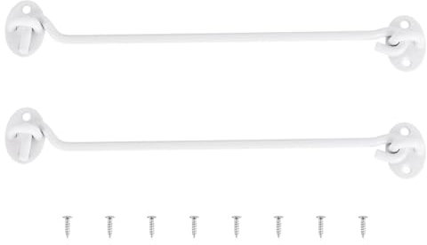 sourcing map 2Pcs 10 Inch Hook and Eye Latch, Barn Door Lock Privacy Hardware Stainless Steel Gate Lock for Window Cabin Hooks Sliding Door Bedroom Bathroom, White