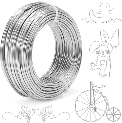 12 Gauge Silver Aluminum Craft Wire, 2mmX 100 Feet Sculpting Wire, Bendable Metal Craft Wire for Making Dolls Skeleton DIY Crafts Jewelry Making, Wire Weaving and Wrapping (Silver, 12 Gauge)
