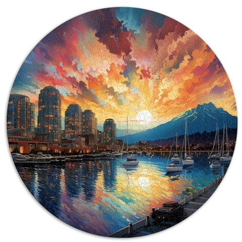 1000 Piece Jigsaw Puzzle Vancouver Harbor Circular Puzzle Gift for Adults Cardboard Puzzle Educational Puzzle Family Game Size: 67.5 x 67.5 cm