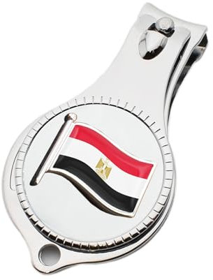 Flag of Egypt Design Pocket Metal Nail Clipper and Bottle Opener with Personalised Engraved Message, Presented in a Velvet Pouch