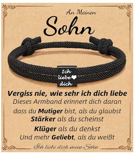 Gkmamrg Weihnachtsgeschenke Geschenke für Sohn Armband - An meinen Sohn Ich liebe dich verstellbare Armband von mama und Papa