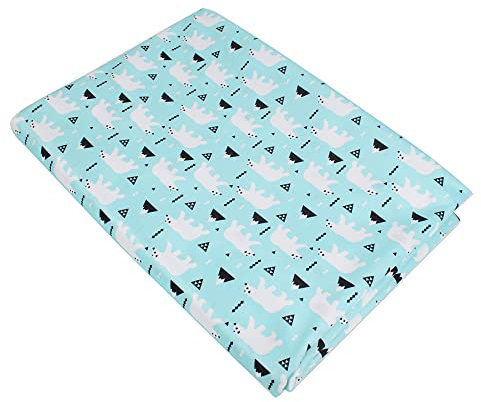 PUL Stoff Bedruckt Doppelseitiges Wasserdichtes Design 150cm Breit- Stoffe zum Nähen Meterware PUL Fabric, um Windeltaschen und -pads Herzustellen (W2-Grüner Bär,100cm)