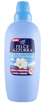 Felce Azzurra - Ammorbidente Lavatrice Pura Freschezza, Formula più Concentrata in Ogni Goccia per più Profumo e più Lavaggi, Biancheria e Bucato Morbido e Fresco a Lungo, 1 Flacone da 2L (40 Lavaggi)