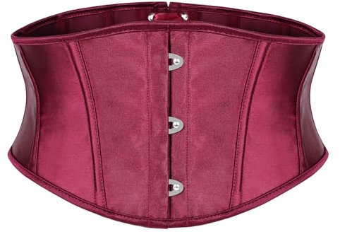 JasGood Damen Korsett Gürtel Underbust Boned Lace Up Waspie Gürtel Renaissance Steampunk Pirate Halloween Cosplay KorsettGürtel, Wein rot