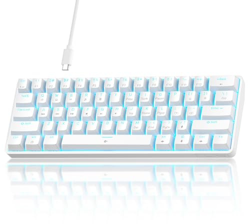 TMKB T61SE 60 % mechanische Gaming-Tastatur, Linear-Netzwerkschalter, LED-Hintergrundbeleuchtung, doppelte Hot-Tastenkappe, Anti-Ghosting, abnehmbare USB-C-Wired Computer-Tastatur für Windows, Laptop,