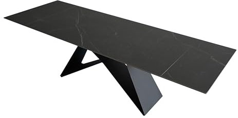 SAM Keramiktisch Mia | 180 x 90 cm | ausziehbar auf 260 cm | Farbe: schwarz matt | Butterfly-Gestell Metall schwarz | pflegeleichter Esstisch/Esszimmertisch