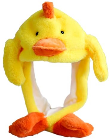 CHUNLINLAODA Mütze mit Beweglichen Ohren Ente Ente Hut Damen niedlich lustig Plüsch Hut Mütze mit Wackelohren Cosplay Geburtstags Weihnachts Halloween Geschenk