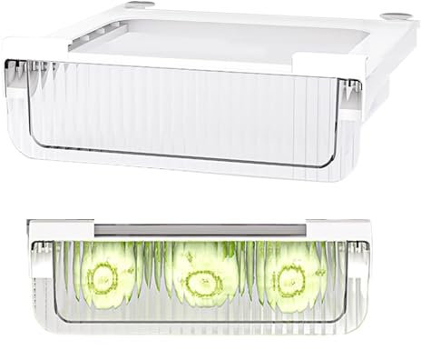 Refrigerator Storage Bins, Clear Drawer Organizers, Fridge Shelf Organizers Pull Out Drawer Bins, Under Shelf Organizer, Kitchen Storage Solutions Clear Fridge Bins, Drawer Storage Containers, Refrige