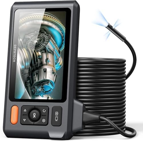 Triple Lens Endoskopkamera mit 15m langem halbstarrem Kabel, DEPSTECH Endoskopkamera mit licht, 5-Zoll-IPS-Bildschirm, 1080P Industrie Endoskop Kanalkamera für Abflussrohre