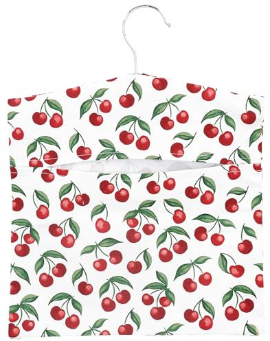 Gisela Graham Cherry Print Cotton Peg Bag, Hanging Clothes Peg Storage