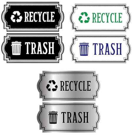 Recycling und Müll Aufkleber 3Paar, für Mülleimer, Behälter und Mülleimer