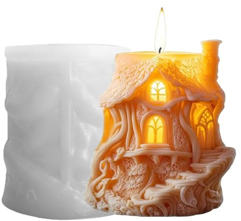 Junhui Casetta di Natale Stampo Candela, Stampo Candela Stampi in Silicone, 3D Forma di Natale Stampo per Candele in Silicone per Realizzare Candele, Saponi