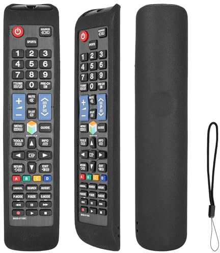 Funda para Mando a Distancia Silicona Compatible con Samsung AA59-00792A AA59-00790A AA59-00582A BN59-01178B BN59-01198Q TV Mando a Distancia Cubierta Protectora a Prueba de Choques con Cordón (Negro)