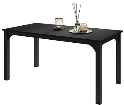 Mirjan24 Tisch für Esszimmer Fagab 160, Rechteckiger Esstisch, Ausziehbarer Tisch für Küche, L:160-198 x H:76 x B:90 cm, Küchentisch, Esszimmertisch (Schwarz/Schwarz Molet)