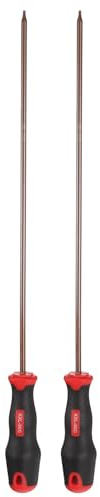 QUARKZMAN 2 Stück T10 Torx Schraubendreher 400mm Magnetische Schraubenzieher 100mm Hitzebehandelter S2 Legierungsstahl mit Ergonomischem Griff Für DIY Reparaturen, Rotbraun