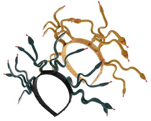 HAMPPLIES 2 Stück Biegsame Schlangenkronen Kopfschmuck aus Kunststoff für Damen in Dunkelgrün und Erdfarbenem Gold Ägyptischer Stil Flexibel und Formstabil für Halloween Partys