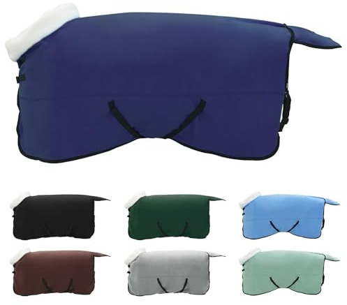 vidaXL Pferdedecke Marineblau 135 cm Polarfleece, Moderne Reiterausrüstung, warme Pferde-Decke, wetterfest, verstellbar, Fleece für den Stall
