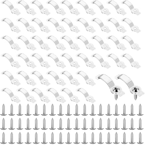 100 PcsClips de Fixation pour ruban led, Clips pour bande led 10mm et 12mm | support clips de fixation pour bande led, guirlandes lumineuses à tubes LED, avec 100 vis