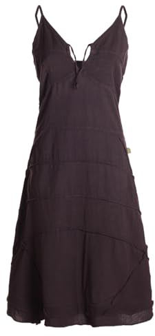 Vishes Sommerkleid Damen Handgewebt Baumwolle Spaghettiträger Schnürung - Alternative Mode braun 32-34