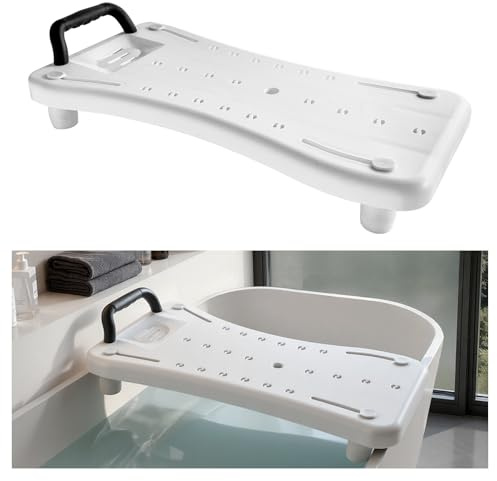 VEVOR Planche de Bain, Banc de Transfert pour Baignoire avec Poignée, Capacité de 150 kg, Pieds Antidérapants Réglables pour Adultes, Personnes Âgées et Handicapés, pour Baignoires de 41 cm à 62 cm