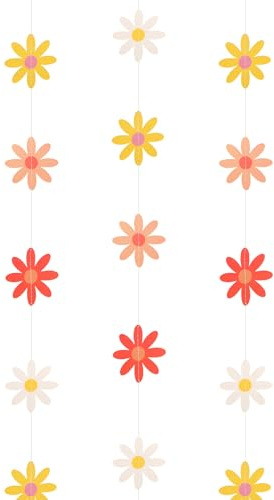 HOODANCOS 3 Stück Gänseblümchen Papiergirlande Partydekoration für Geburtstag Wanddeko mit Einzigartigem Kleinen Gänseblümchendesign und Natürlichem Charme