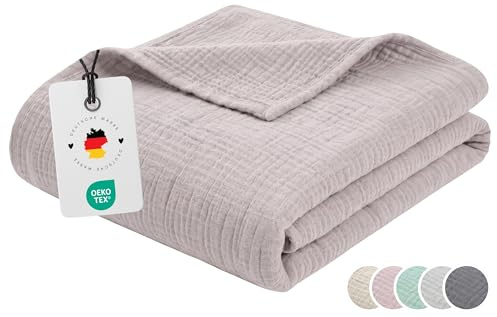 Carpe Sonno Musselin Decke 150 x 200 [100% Baumwolle] Leichte Musselindecke Sommer | Oeko-TEX Kuscheldecke flauschig | Wolldecke Tagesdecke Sofadecke Sommerdecke Couchdecke | Sofa Decke Zartrosa
