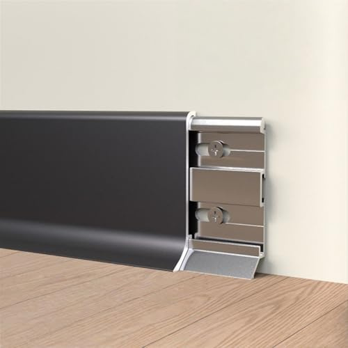 Coayuou Eloxiertes Aluminium-Sockelleisten-Profil Fußleisten 125 Cm* 2 Stück – Robuster Wand- Und Bodenschutz Für Laminatböden In Wohn- Und Arbeitsräumen(Style 12,4cm)