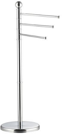 Axentia Bad 282160 Handtuchständer Delano, verchromt, mit 3 Armen und schwrer, runder Bodenplatte, 91 cm hoch