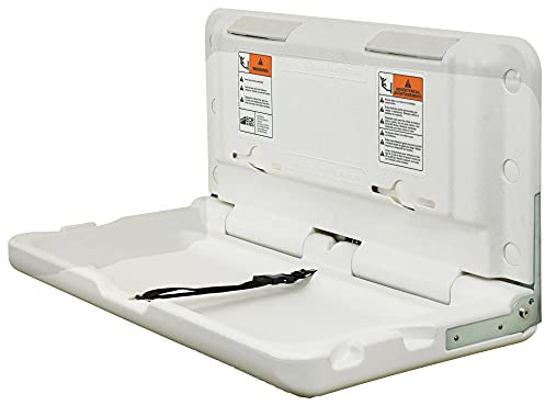 ECR4Kids Horizontal Wall-Mounted Changing Station, Baby Changer, White Granite