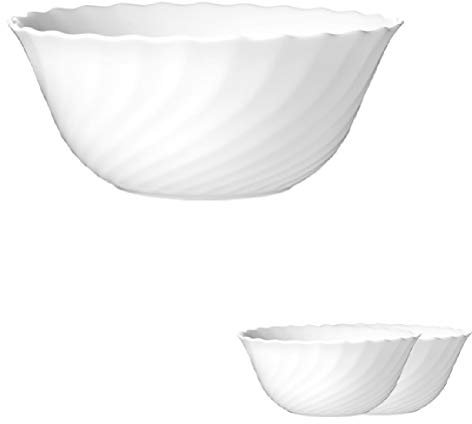 Esmeyer Trianon - Lot de Deux saladiers, 24 cm, Verre trempé Arcopal « Trianon », Blanc