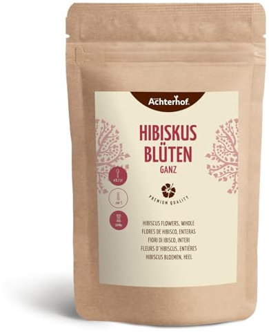 Hibiskusblüten ganz getrocknet 500g | leicht säuerlich-fruchtiger Geschmack | essbare Hibiskus Blüte | süß-aromatischer Hibiskustee | vom Achterhof