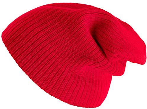 Lockerer Beanie, Wintermütze, Unisex, hergestellt in Großbritannien Gr. Einheitsgröße, rot
