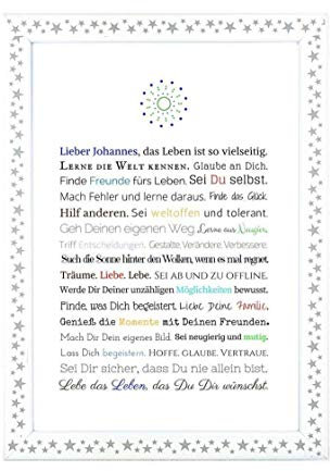 Personalisierbares Geschenk zur Firmung, Erstkommunion, Jugendweihe, Kommunion u. Konfirmation | Bild für Jungen | kreative Verpackung für Geldgeschenk, Kunstdruck, DIN A4, Poster