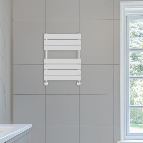 NRG 650 x 500mmmm Chrome Designer Flat Panel Heated Towel Rail Radiator | Central Heating Rad, Steel, Radiator Hanger, Rectangular, Modern, Designer Radiator, for Bathroom