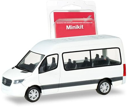 Herpa Modellbausatz MiniKit: Mercedes-Benz Sprinter Bus Hochdach, weiß, Miniatur im Maßstab 1:87, Sammlerstück, Kit für Modellbau, Kunststoff