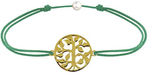 LES POULETTES BIJOUX - Bracciale Filo Albero della Vita placcato Oro - Verde
