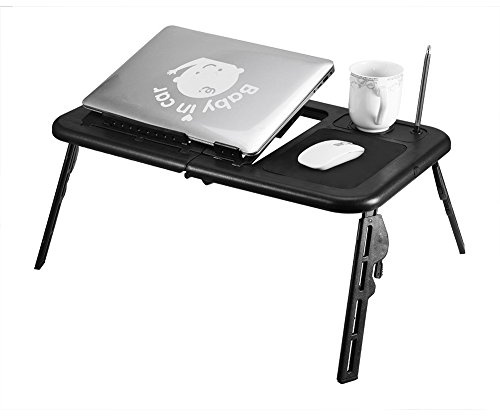 Estink Laptop Bed Desk Height Foldable | Portable, Ventilated Cooling, Black, Home Office Travel, 360° Adjustable Angle