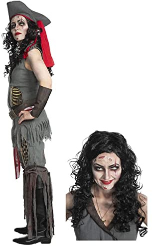 Maskworld - Verflucht gutes Zombie-Piratin Kostüm und Perücke - Untoter Pirat für Frauen Größe: L - Karneval, Fasching, Halloween & Motto-Party Verkleidung - Deluxe-Edition